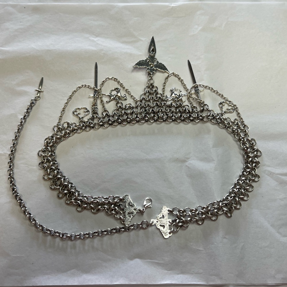 “Ride of the Valkyries #5" Handmade Gothic Warrior Silver Chainmail Bib Necklace - Picture 13 of 16